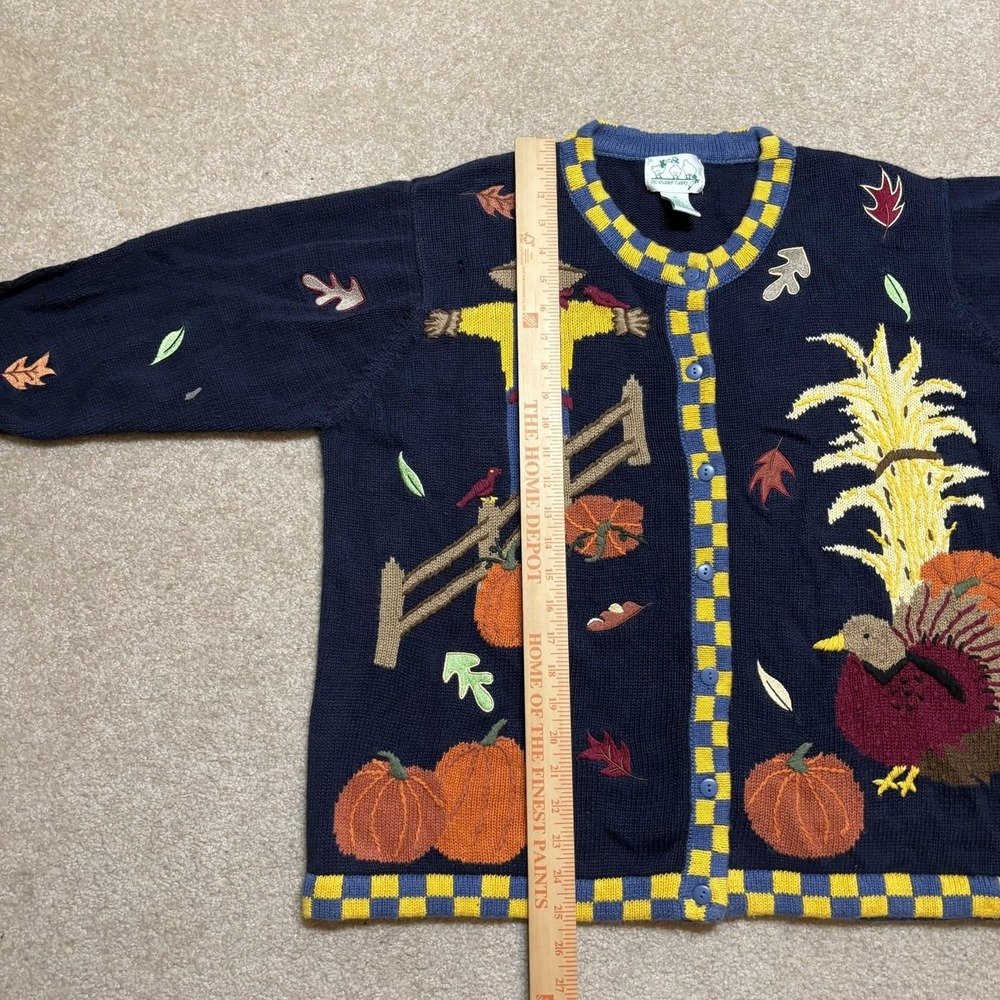 Vtg Quacker Factory Cardigan Sweater Womens 1X Autumn Fall Halloween Novelty 90s - Picture 6 of 10